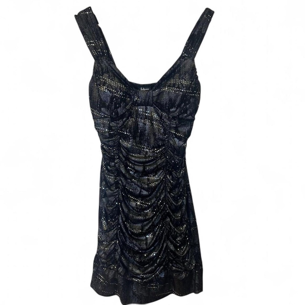Taboo black sequin rouched mini dress Medium